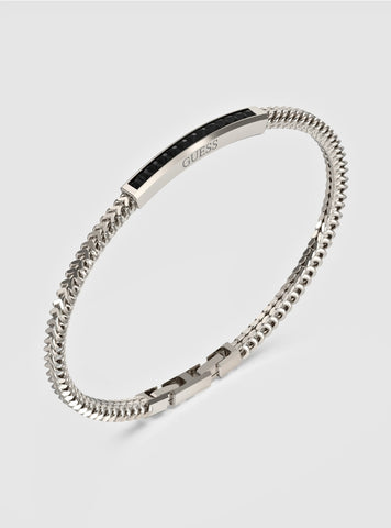 GUESS Accessories Silver Crystal Plate Bracelet JUMB05099JW Front View