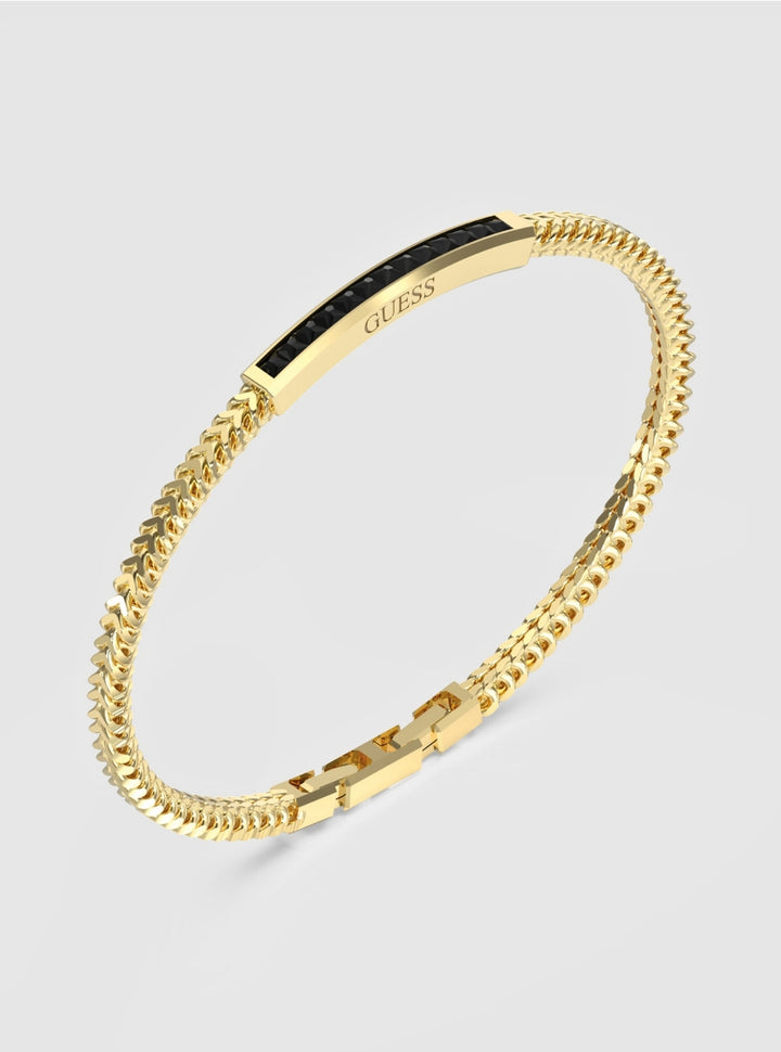 GUESS Accessories Gold Crystal Plate Bracelet JUMB05099JW Front View