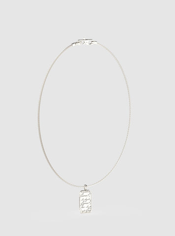 Silver Script Tag Necklace