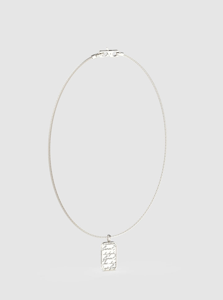 Silver Script Tag Necklace