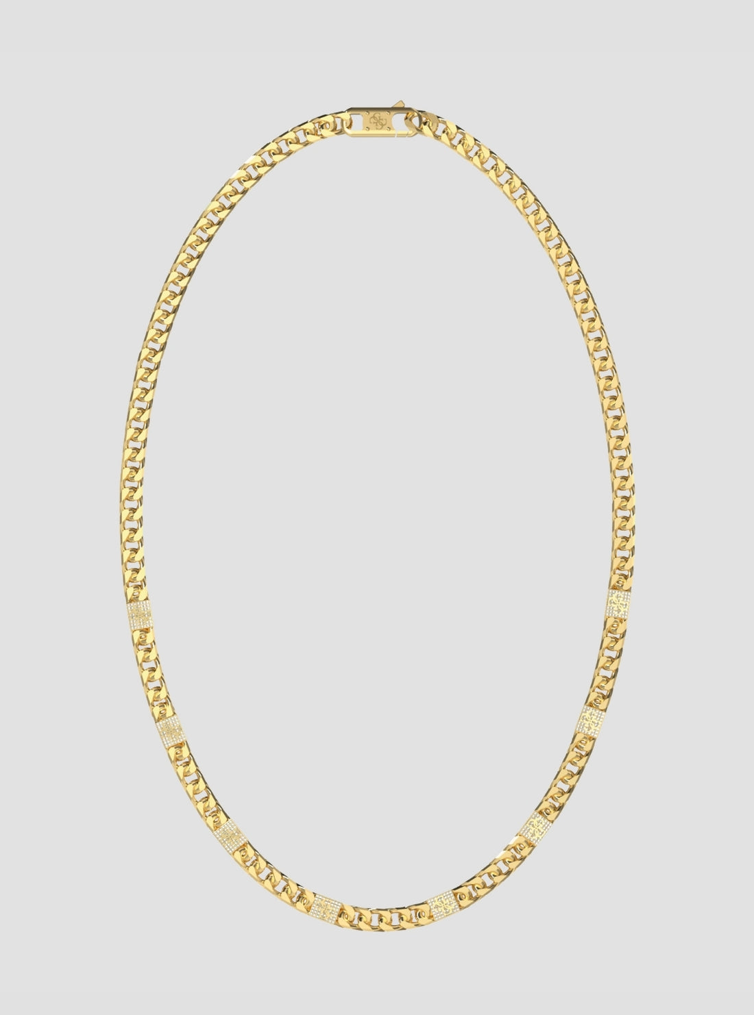 GUESS Accessories Gold 4G Curb Chain Pavé Necklace JUMN06026JWYG Front View
