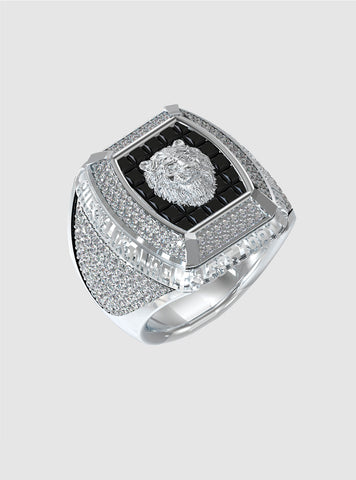 GUESS Accessories Silver Lion Signet Ring JUMR05002JWS Front View