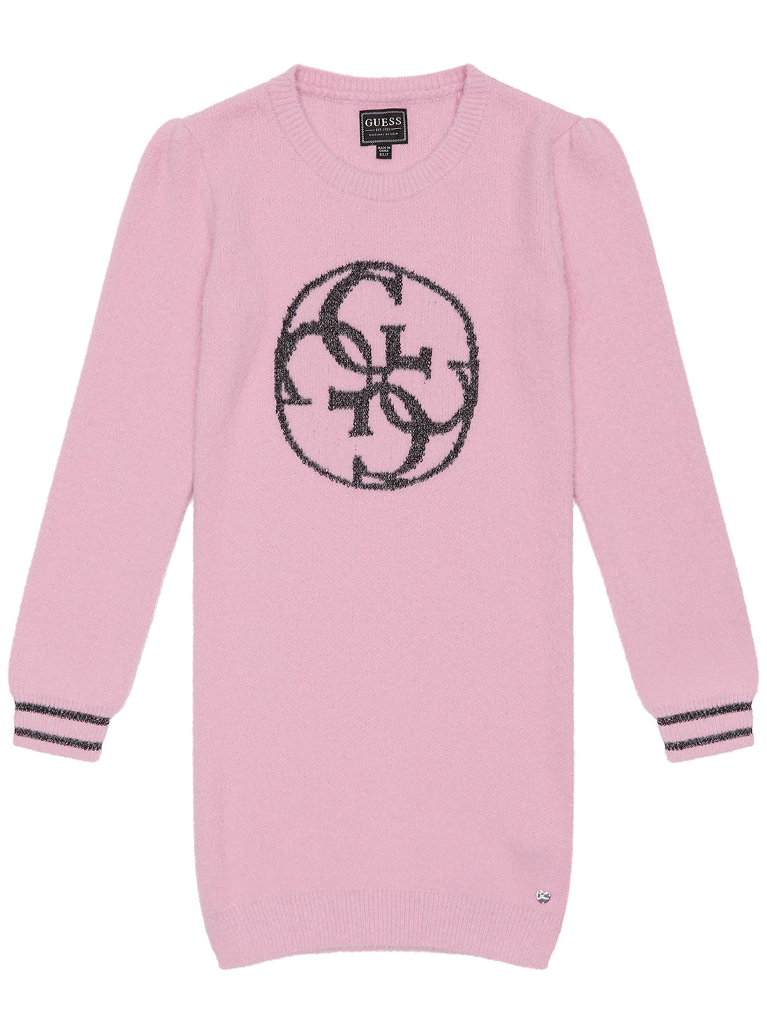 GUESS Pink Long Sleeve Knit Dress (2-7) front view
