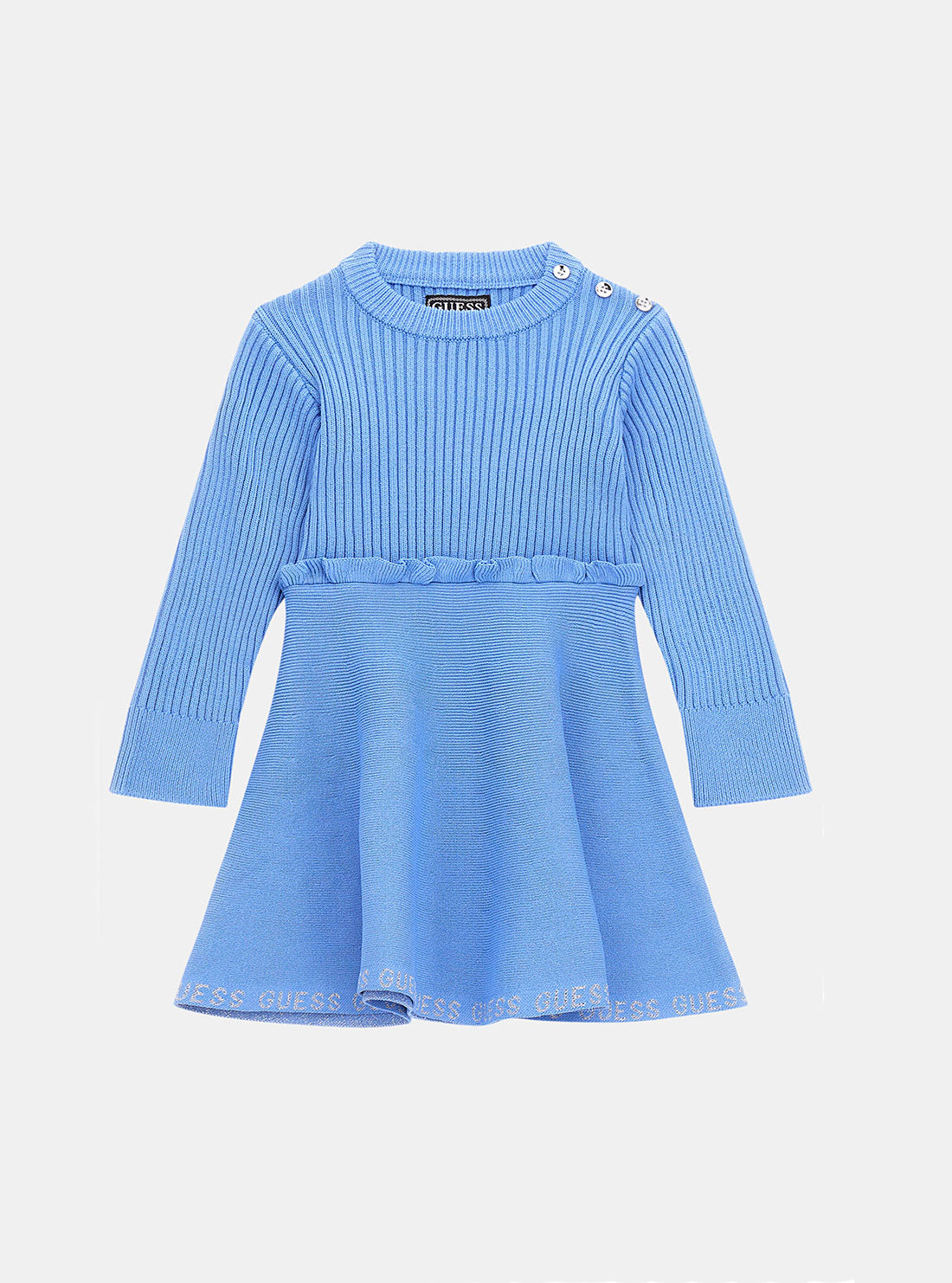 GUESS Blue Long Sleeve Knit Dress (2-7) front view