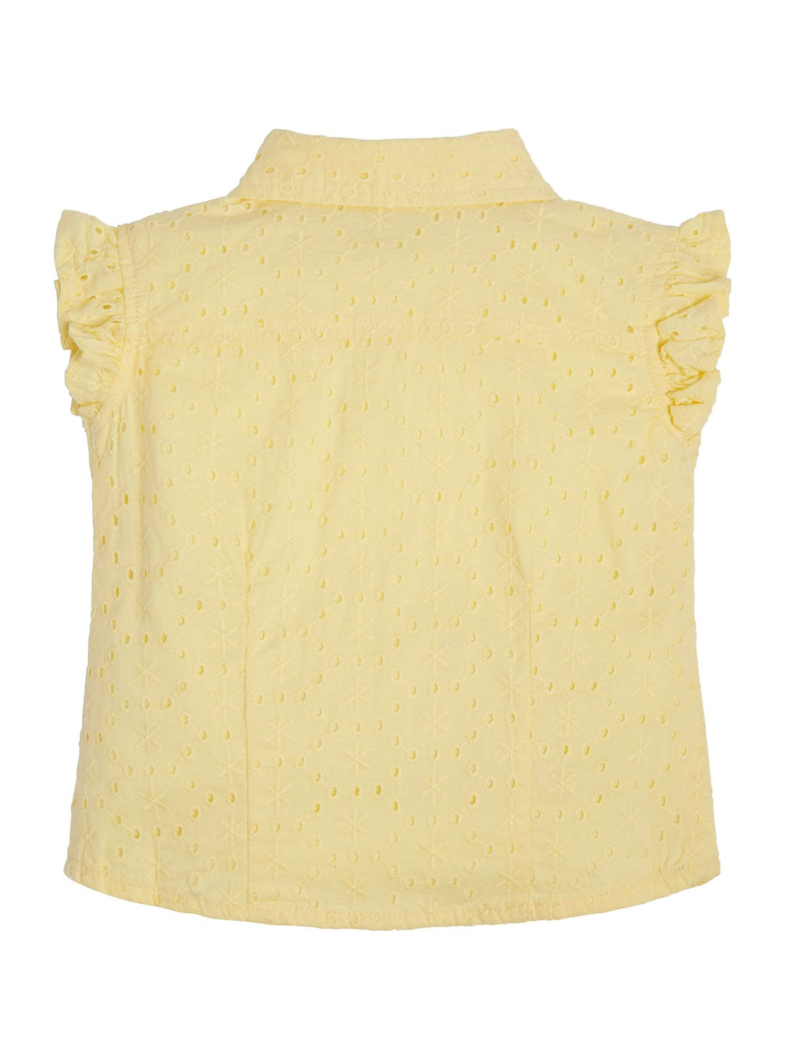 Yellow Sangallo Embroidered Top | GUESS Kids | back view