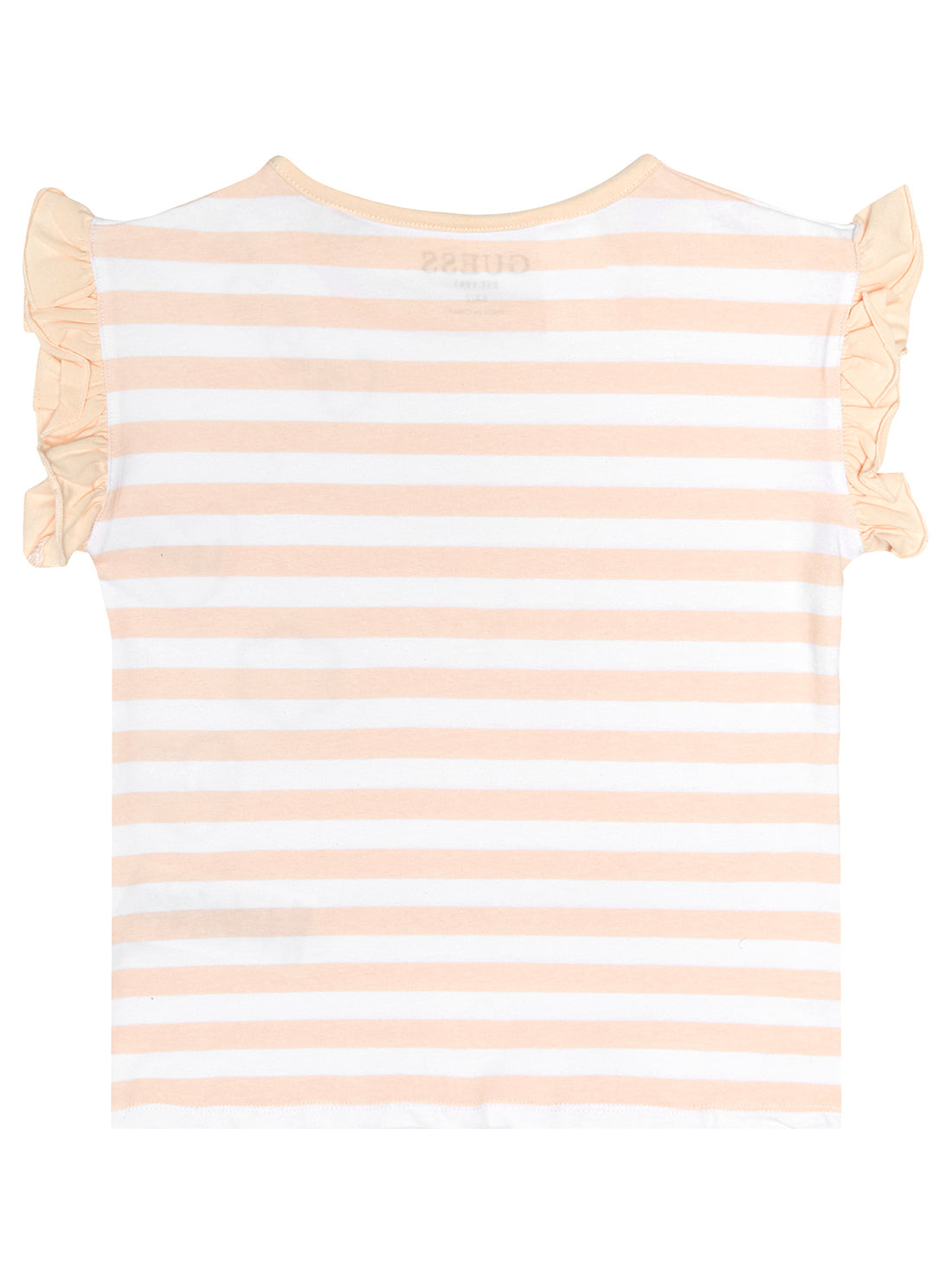 Girl's Light Pink Stripe Love Top (2-7) | GUESS Kids | Back view