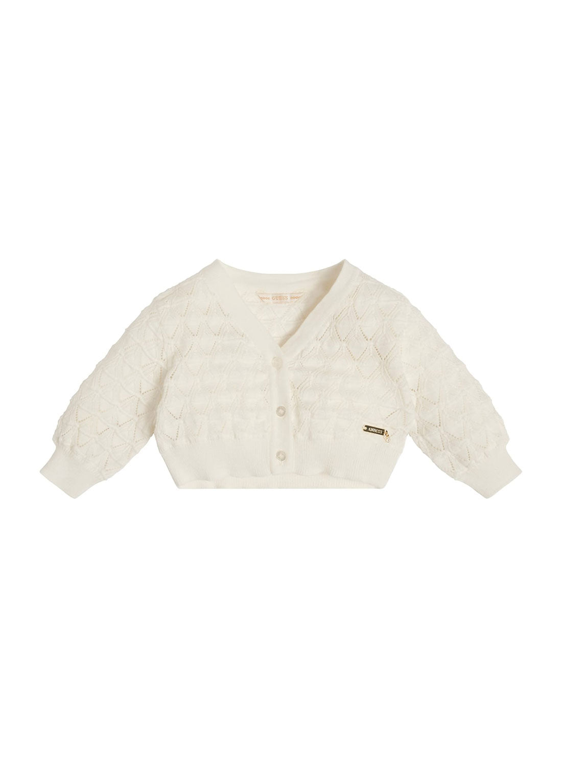 Eco White Knit Cardigan | GUESS Kids | Front view