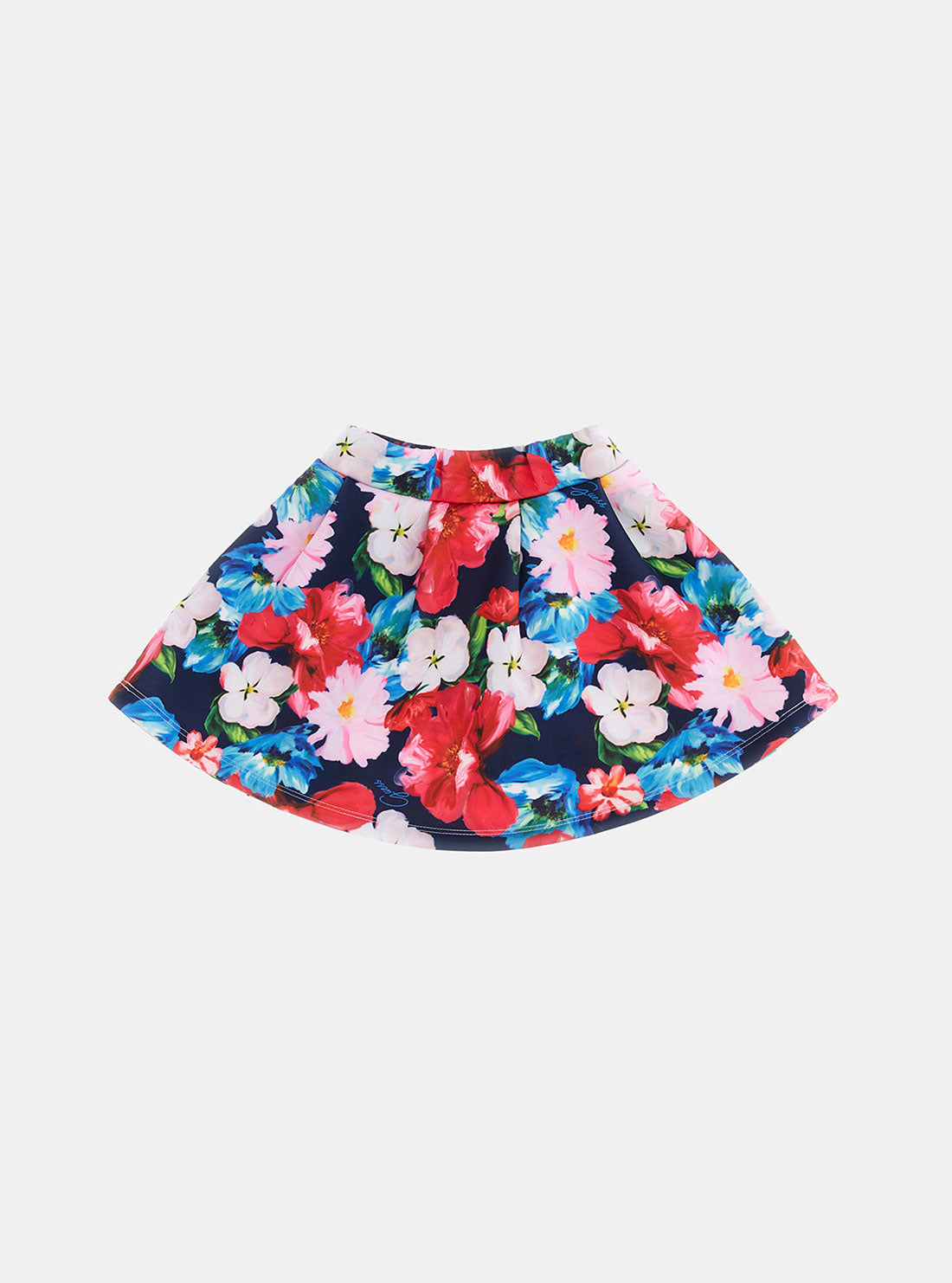 GUESS Floral Stretch Scuba Midi Skirt (2-7) back view