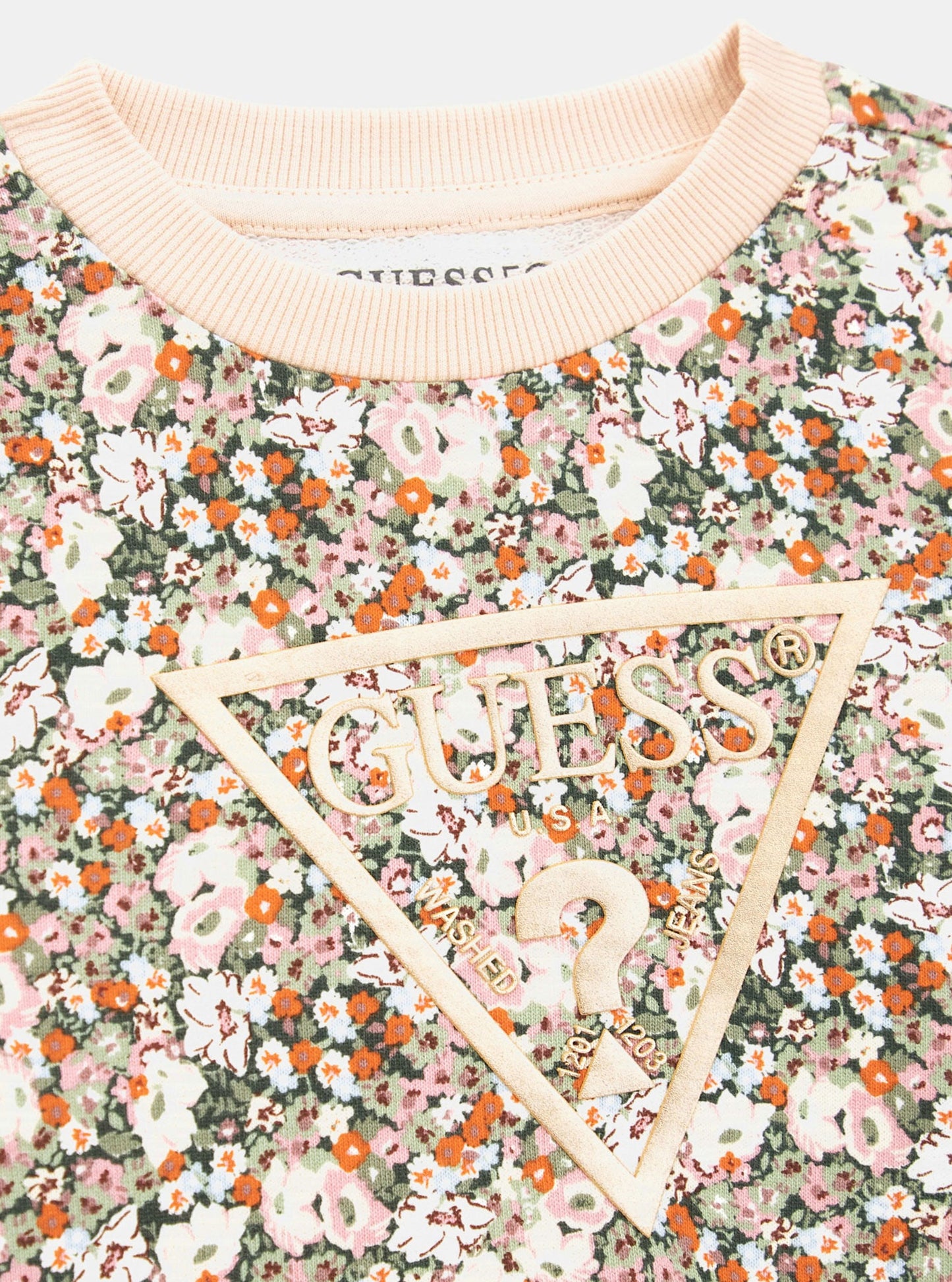 Floral Blush Logo Long Sleeve Jumper | GUESS Kids | detail view