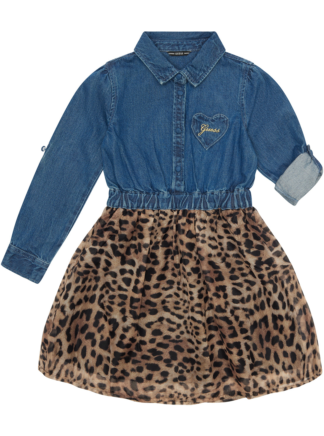 Denim Leopard Print Mini Dress