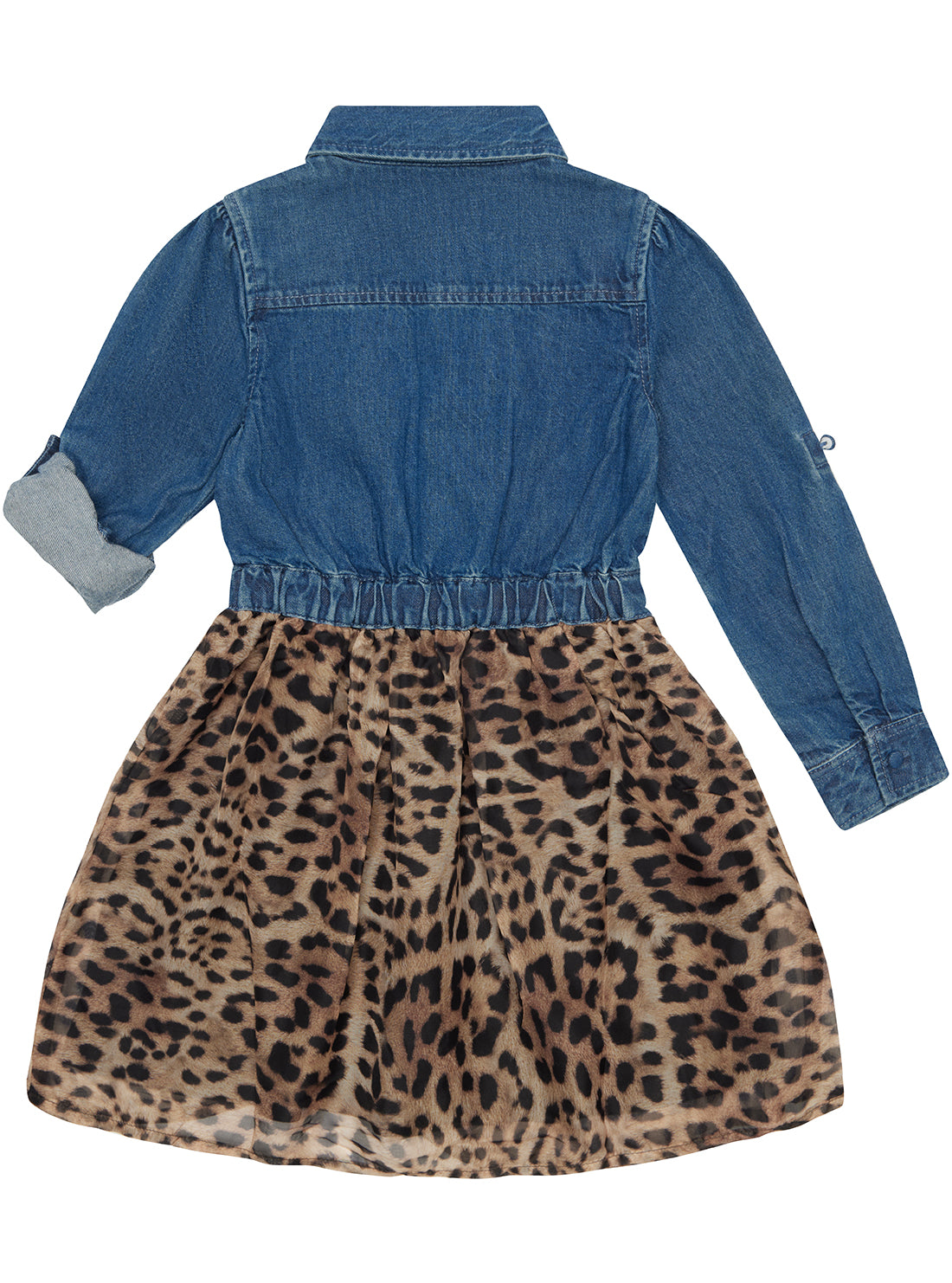 Denim Leopard Print Mini Dress
