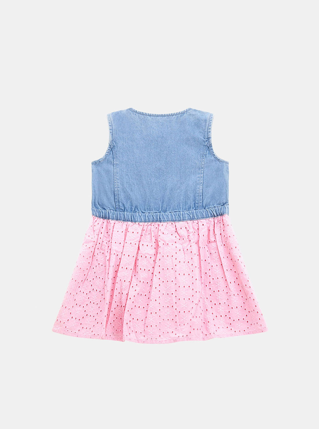 GUESS Pink Denim Short Sleeve Dress (2-7) back view