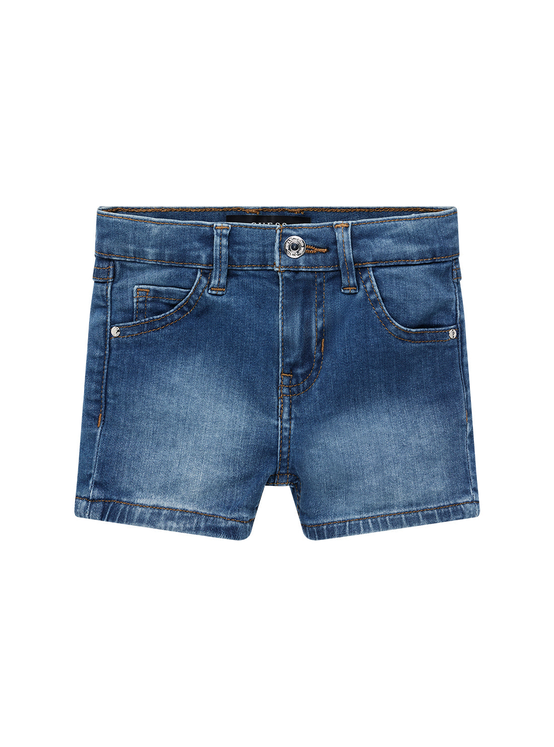 GUESS Kids Blue Denim Stretch Shorts (2-7) K4RD09D4CA0 Front View