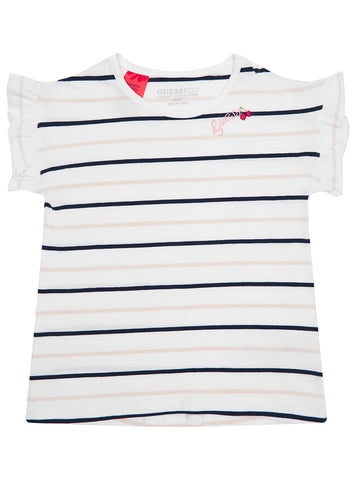 GUESS Kids Striped Multi T-Shirt with Frill K5GI04K9NE4 Front View