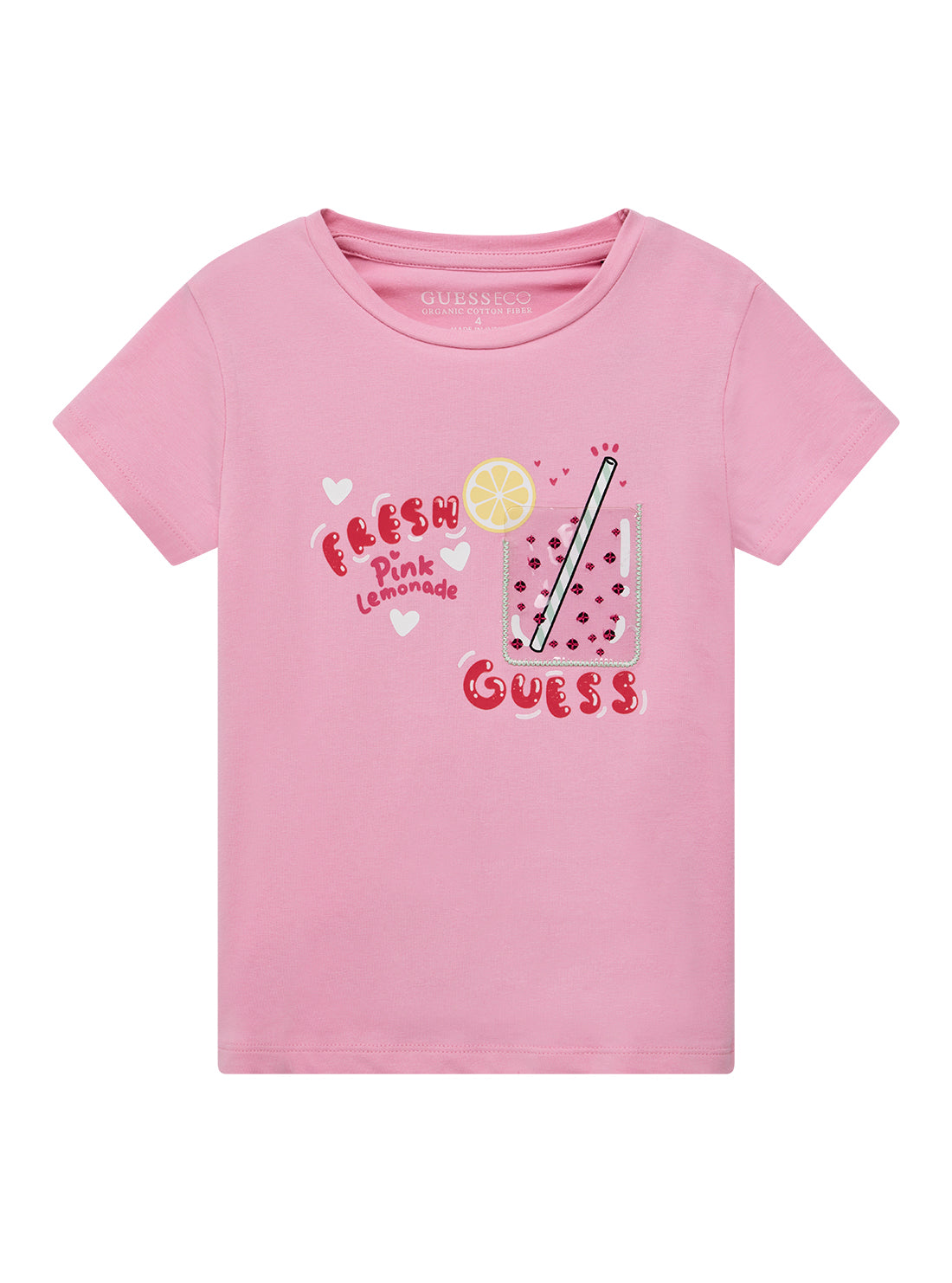 GUESS Kids Pink Graphic T-Shirt (7-16) K5GI17K6YW4 Front View
