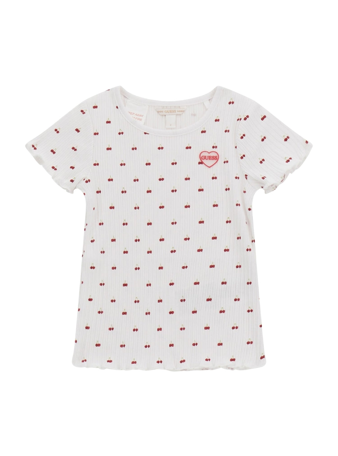 GUESS Kids White Fancy Rib Short Sleeve T-Shirt (2-7) K5GI19KCSQ4 Front View