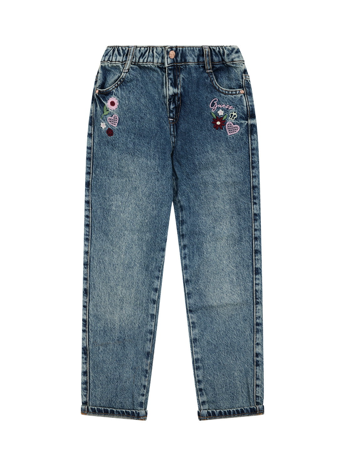 GUESS Kids Blue Rigid Denim Mom Fit Pants (2-7) K5YA06D5QW0 Front View