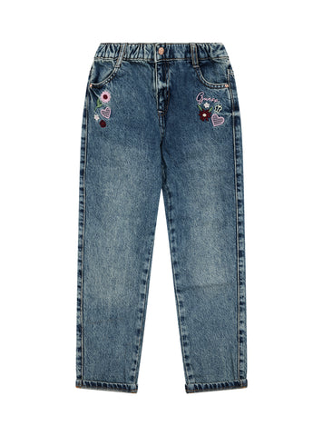 GUESS Kids Blue Rigid Denim Mom Fit Pants (2-7) K5YA06D5QW0 Front View