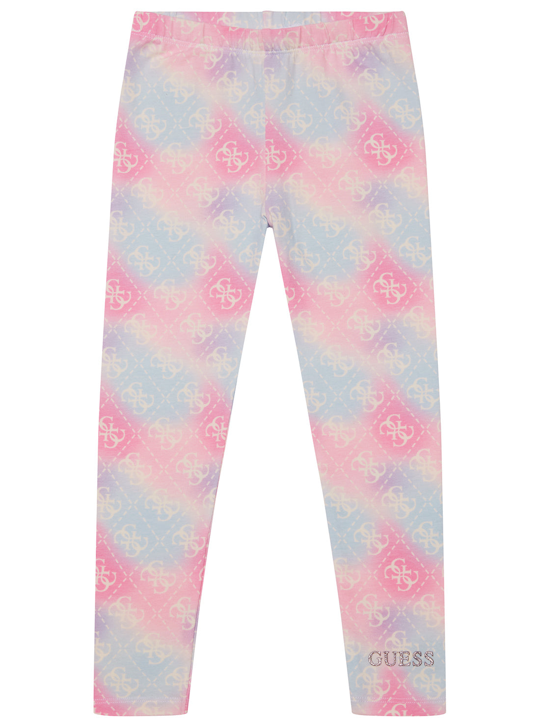 GUESS Kids Pink Rainbow Logo Leggings (2-7) K5YB00K6YW4 Front View