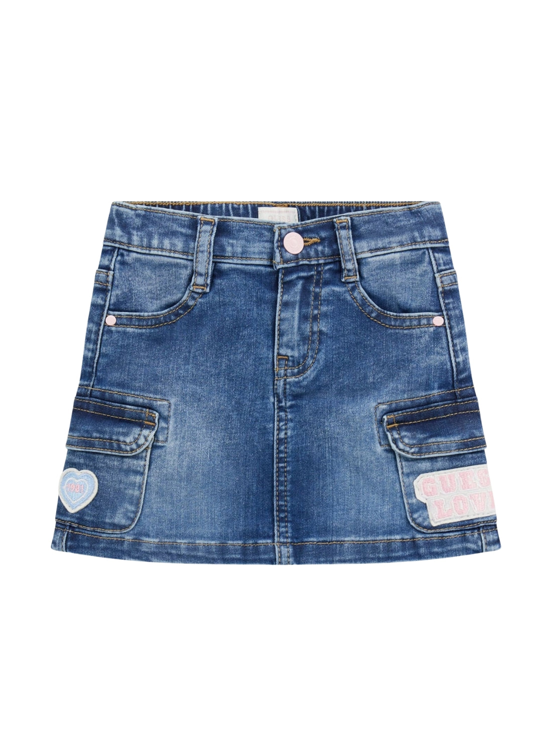 GUESS Kids Blue Stretch Denim Skirt (2-7) K5YD01D4CA0 Front View