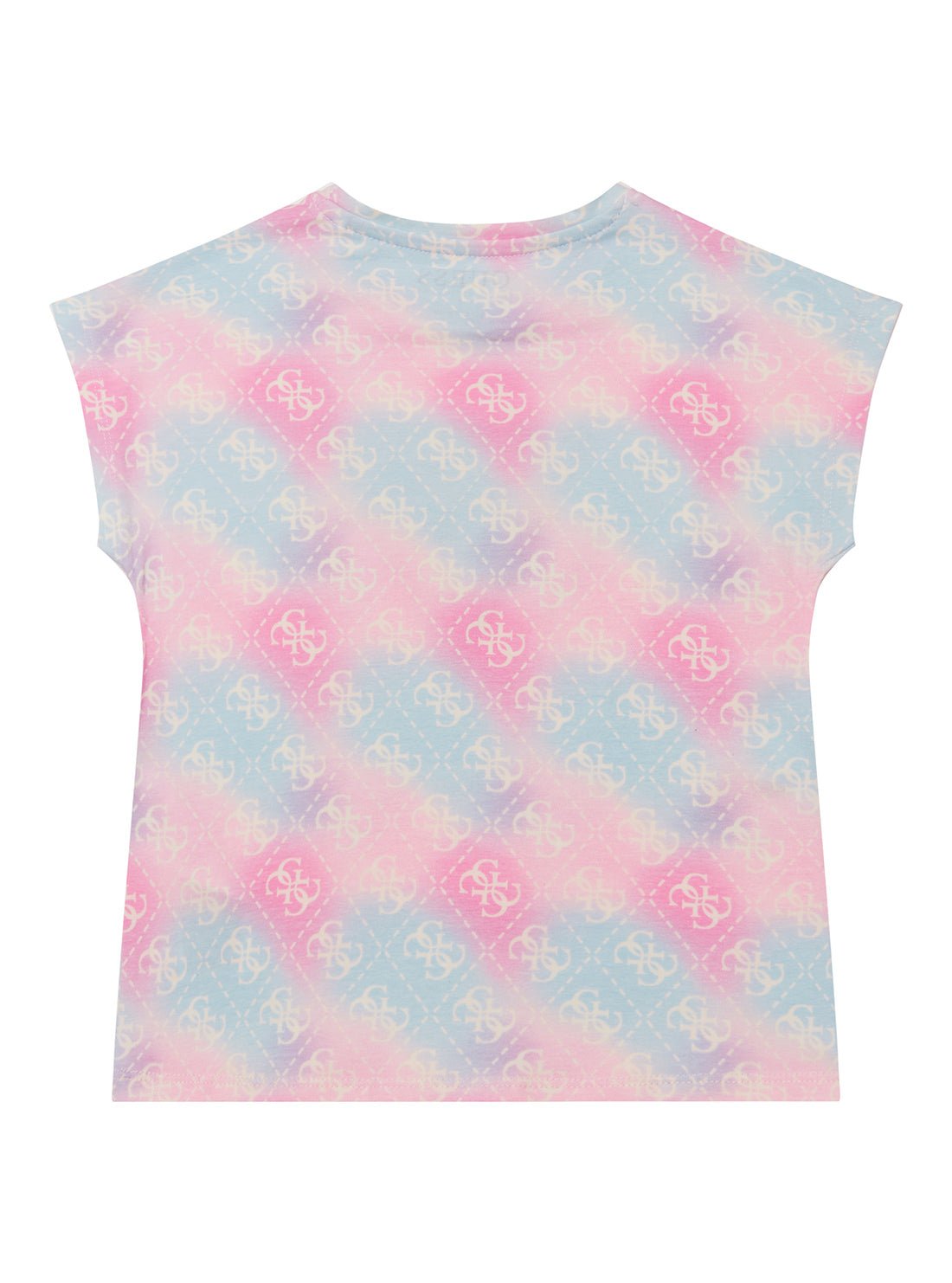 GUESS Kids Pink Rainbow Logo Short Sleeve T-Shirt (2-7) K5YI02K6YW4 Back View