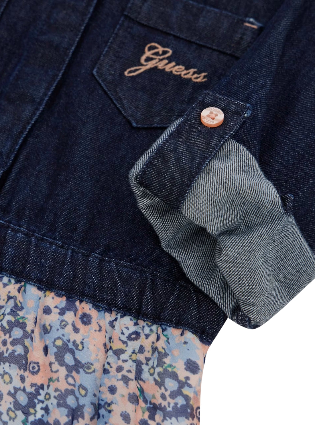 GUESS Kids Dark Blue Multi Fit and Flare Denim Tulle Dress (2-7) K5YK05D4EU0 Detail View