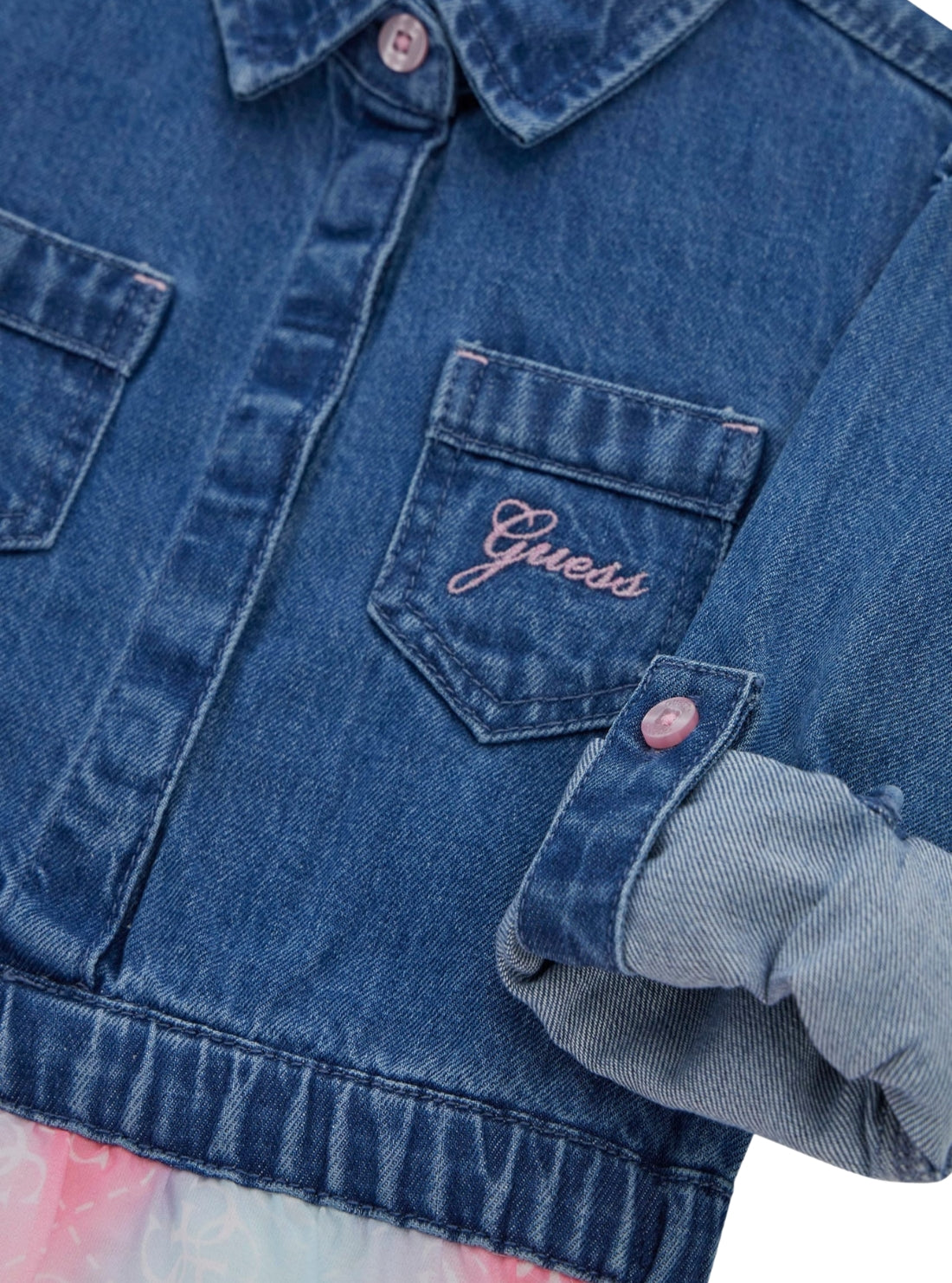 GUESS Kids Multi Fit and Flare Denim Tulle Dress (2-7) K5YK05D4EU0 Detail View