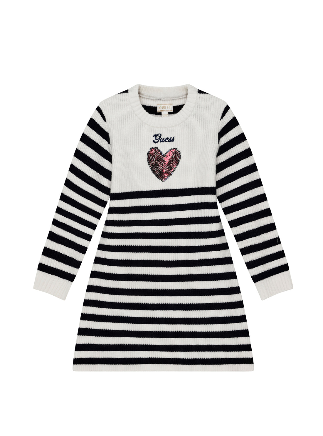 GUESS Kids Blue White Striped Sweater Dress (2-7) K5YK07Z3FU0 Front View