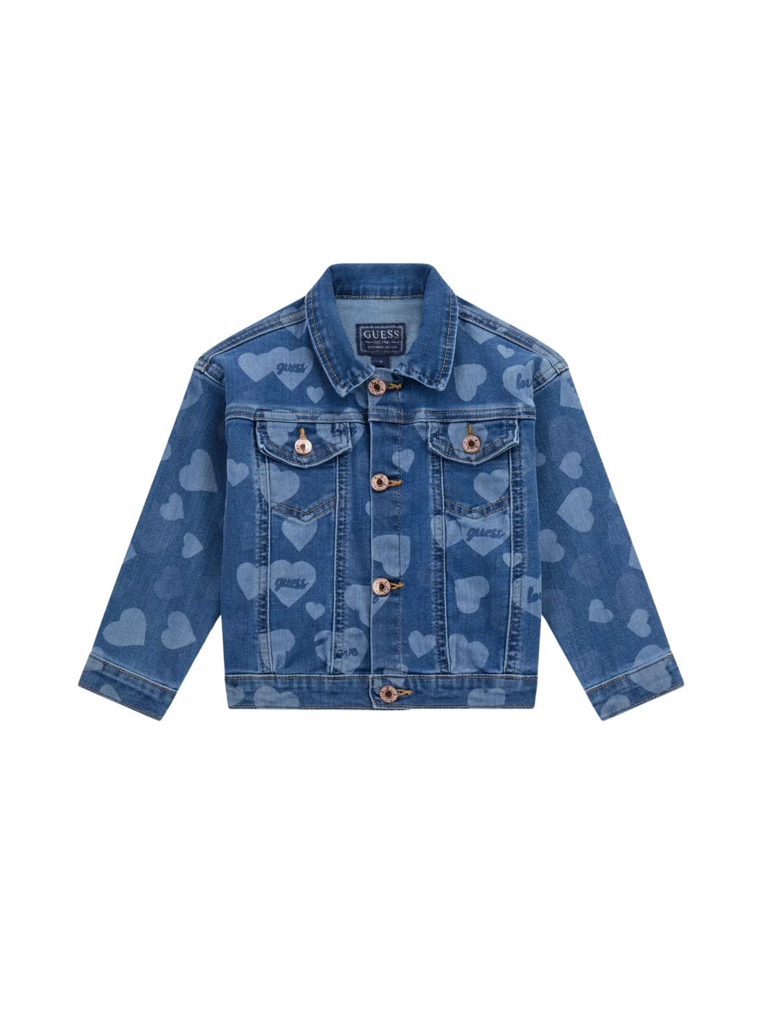 GUESS Kids Blue Stretch Denim Laser Jacket (2-7) K5YL03D4CA0 Front View