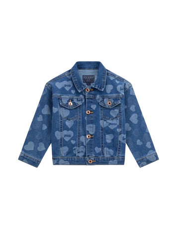 GUESS Kids Blue Stretch Denim Laser Jacket (2-7) K5YL03D4CA0 Front View