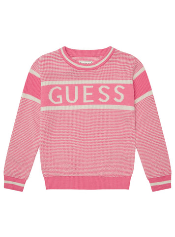 GUESS Kids Pink Long Sleeve Knitted Sweater (2-7) K5YR00Z3OJ0 Front View