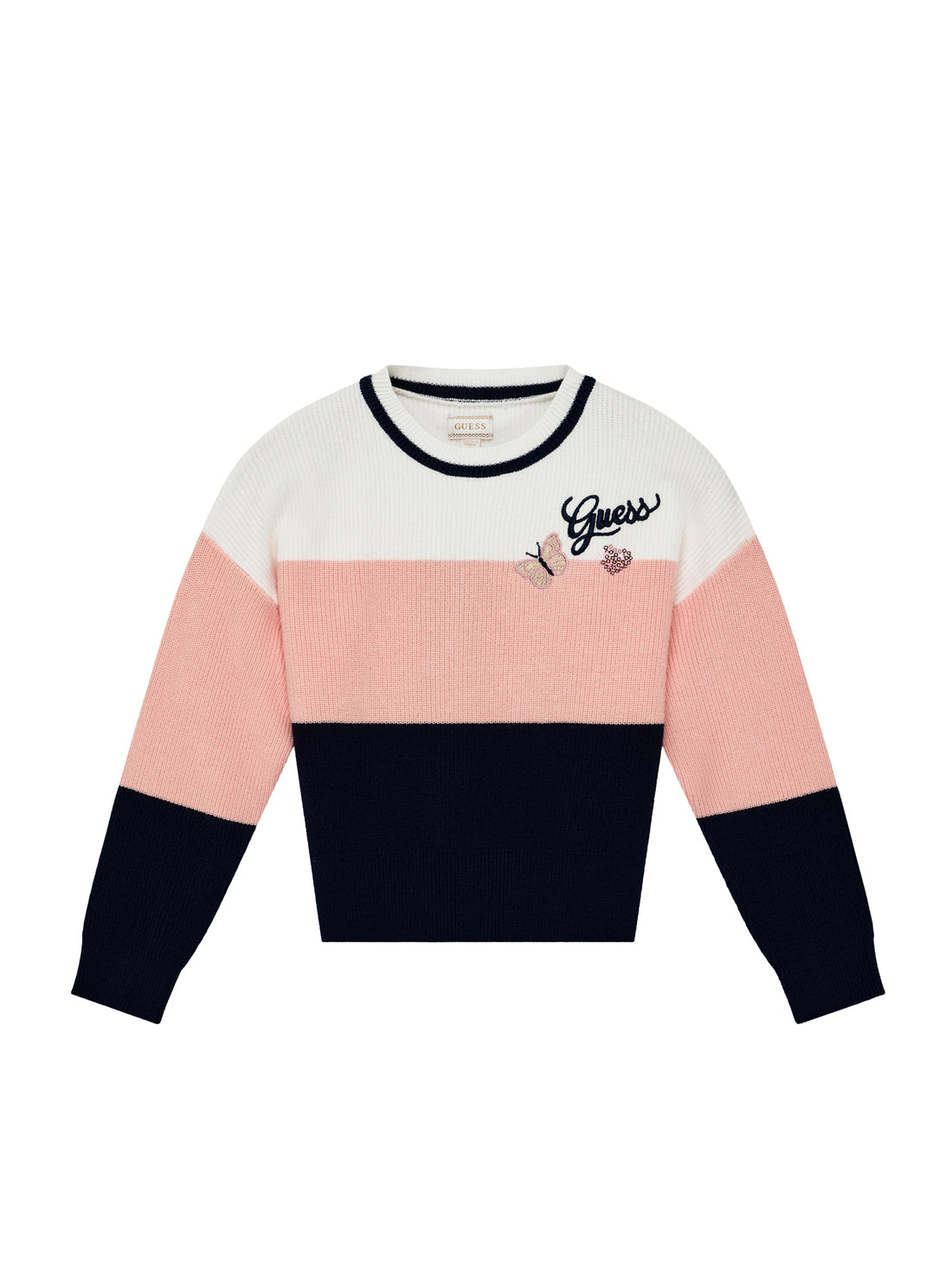 GUESS Kids Multi-Striped Long Sleeve Sweater (2-7) K5YR05Z2V42 Front view