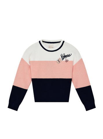 GUESS Kids Multi-Striped Long Sleeve Sweater (2-7) K5YR05Z2V42 Front view