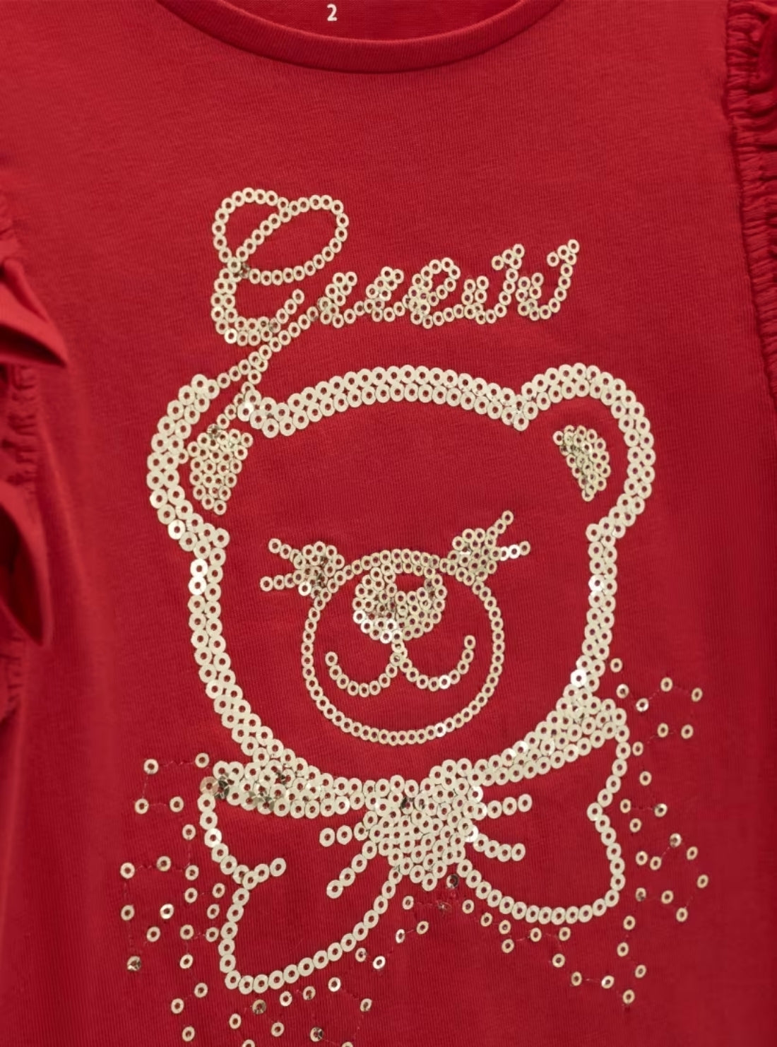 GUESS Kids Red Long Sleeve Bear T-Shirt (2-7) K6BI05K5802 Detail View
