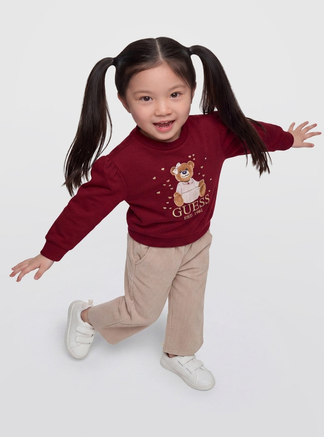 GUESS Kids Red Teddy Logo Sweatshirt (2-7) K6BQ02K5894 Model View2