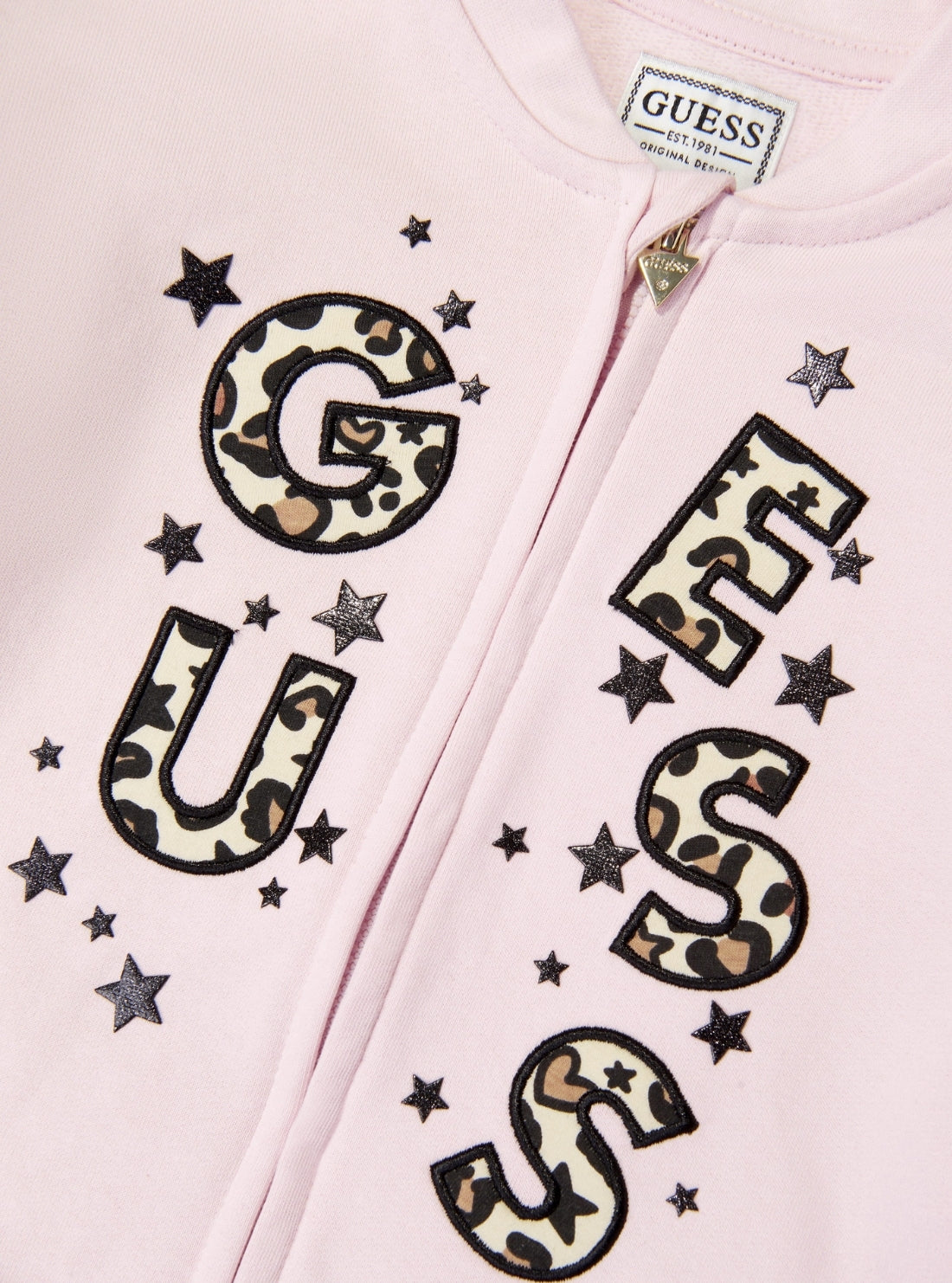 GUESS Kids Pink Leopard Logo Zip Sweatshirt (2-7) K6BQ03K5895 Detail View