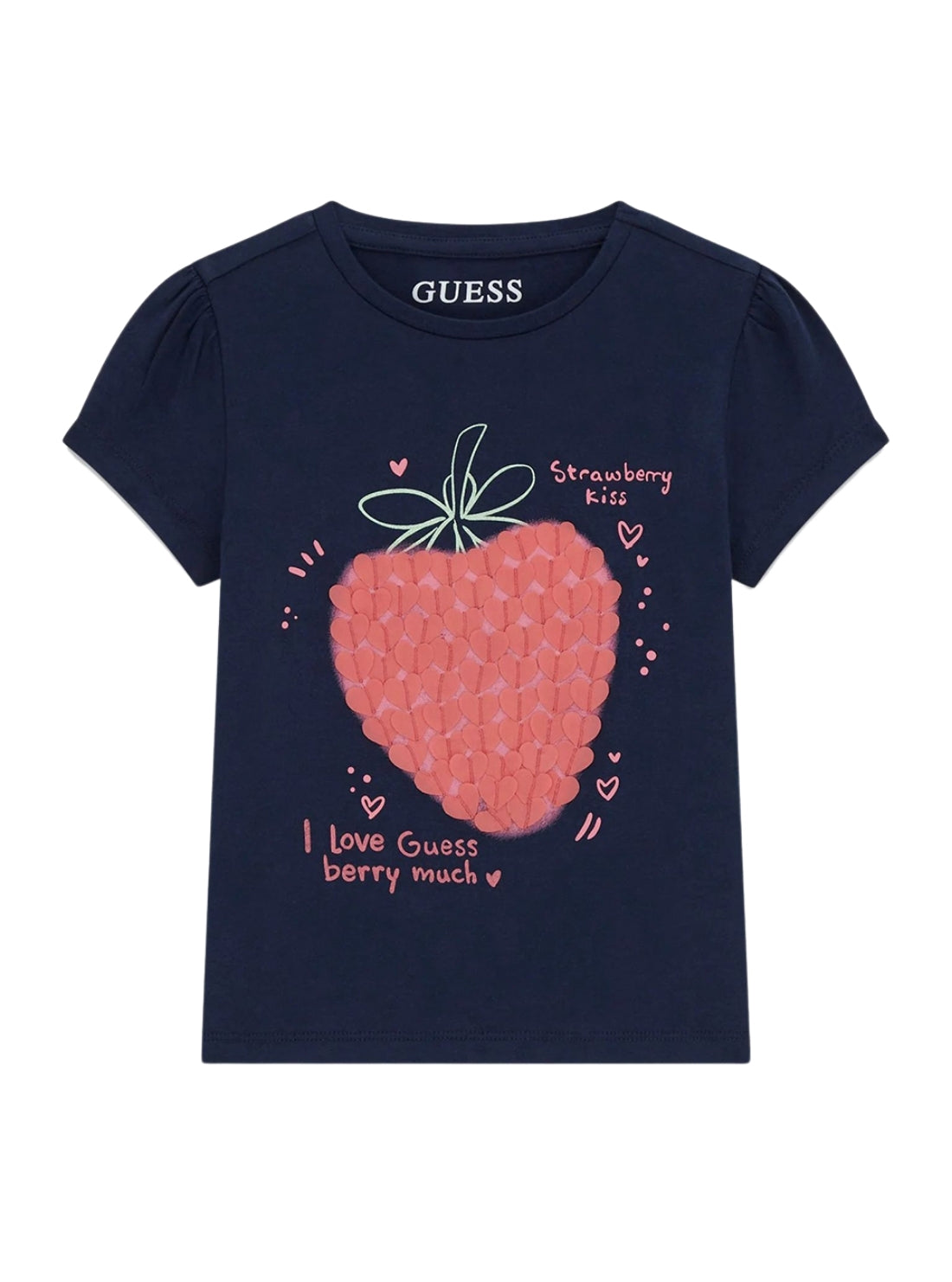 GUESS Kids Blue Strawberry Graphic T-Shirt (2-7) K6GI07K6YW4 Front View