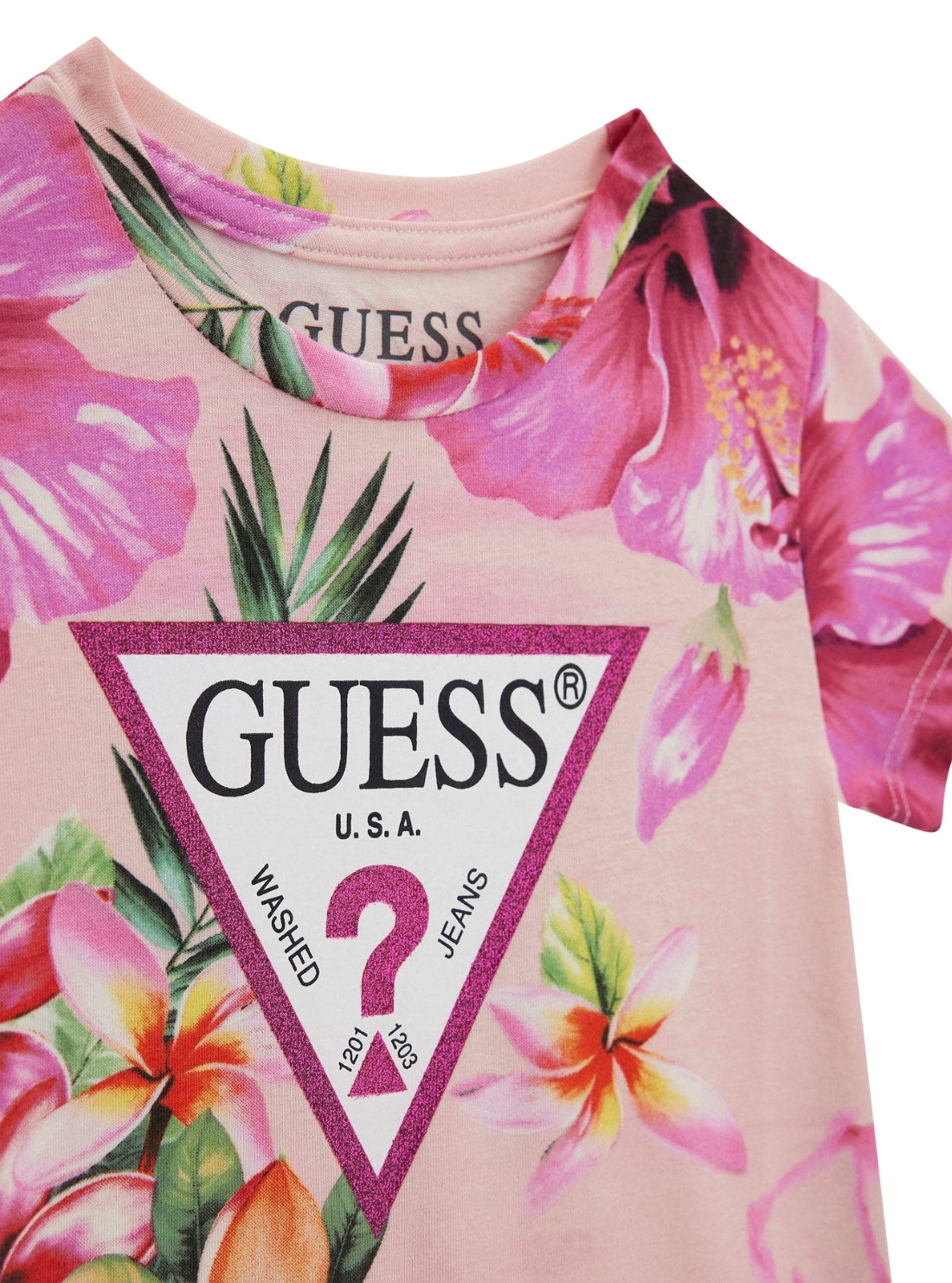 GUESS Kids Pink Multi Logo T-Shirt (2-7) K6GI13K6YW4 Detail View