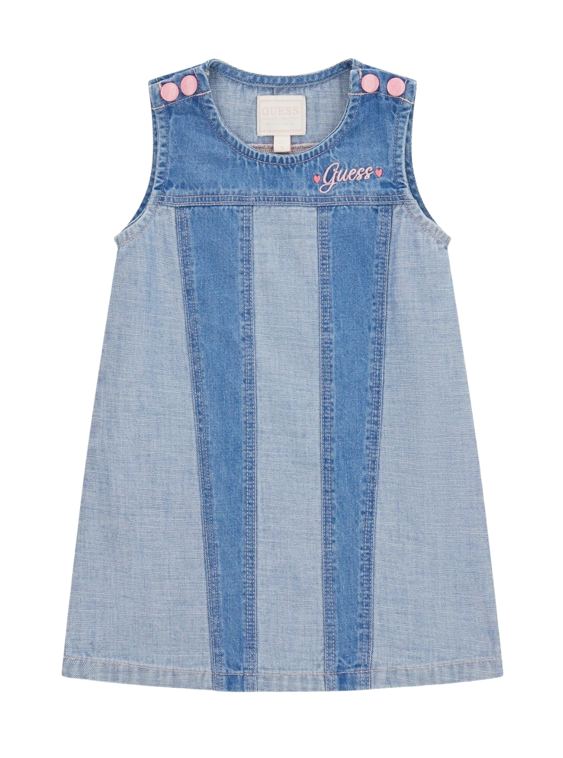 GUESS Kids Blue Denim Sleeveless Dress (2-7) K6GK06D7850 Front View