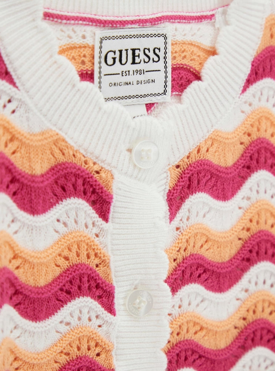 GUESS Kids Multi Stripe Crochet Cardigan (2-7) K6GR01Z541 Detail View