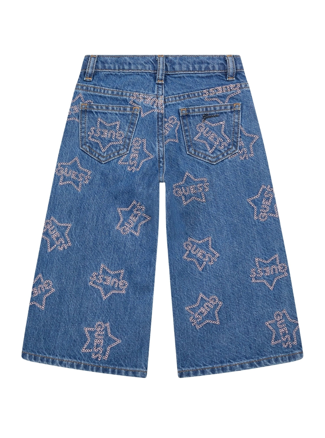 GUESS Kids Blue Embroidered Palazzo Denim Pants (2-7) K6RA06D45E0 Back View