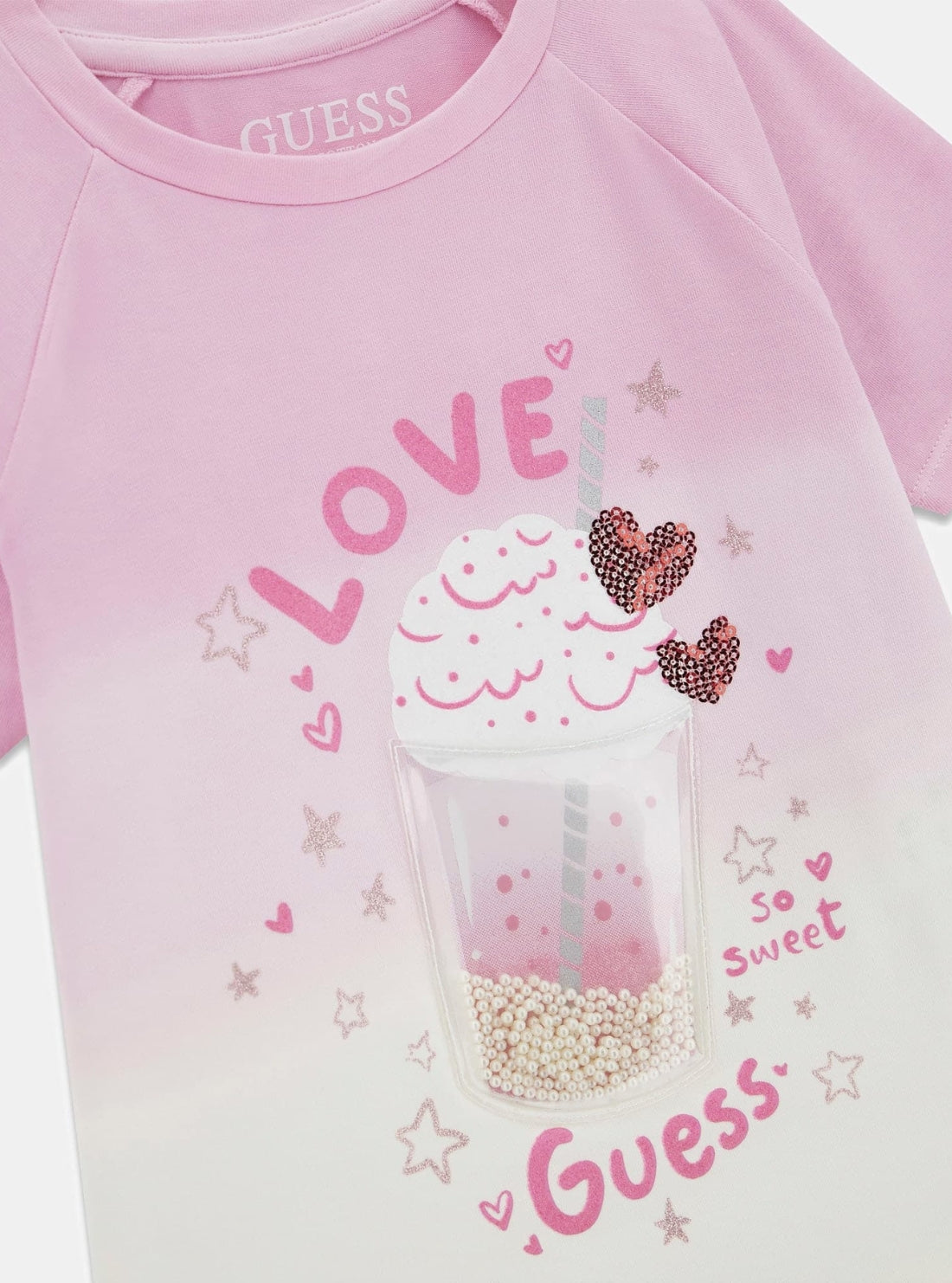 GUESS Kids Pink High Low Dip Dye T-Shirt (2-7) K6RI07K6YW4 Detail View