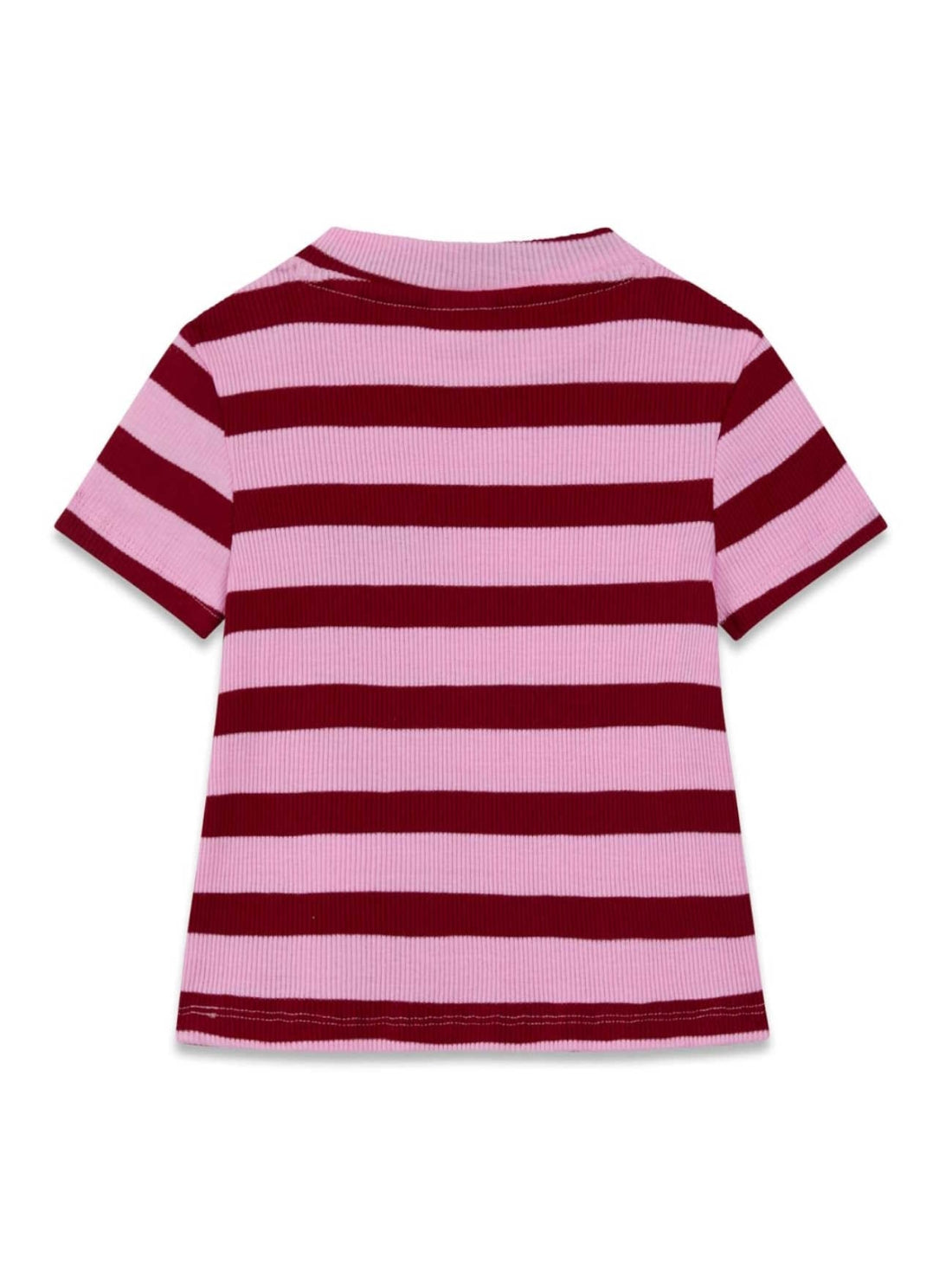 GUESS Kids Red Pink Stripes Rib T-Shirt (2-7) K6RI18KB02 Back View