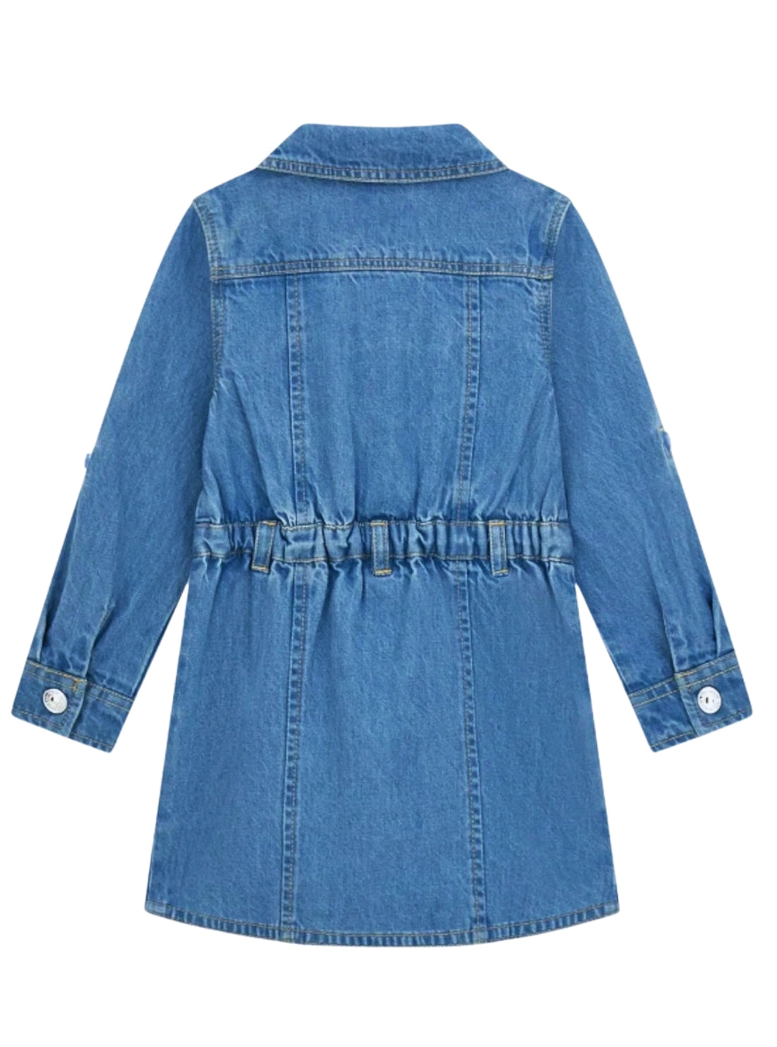 GUESS Kids Blue Denim Long Sleeve Dress (2-7) K6RK03D4EU0 Back View