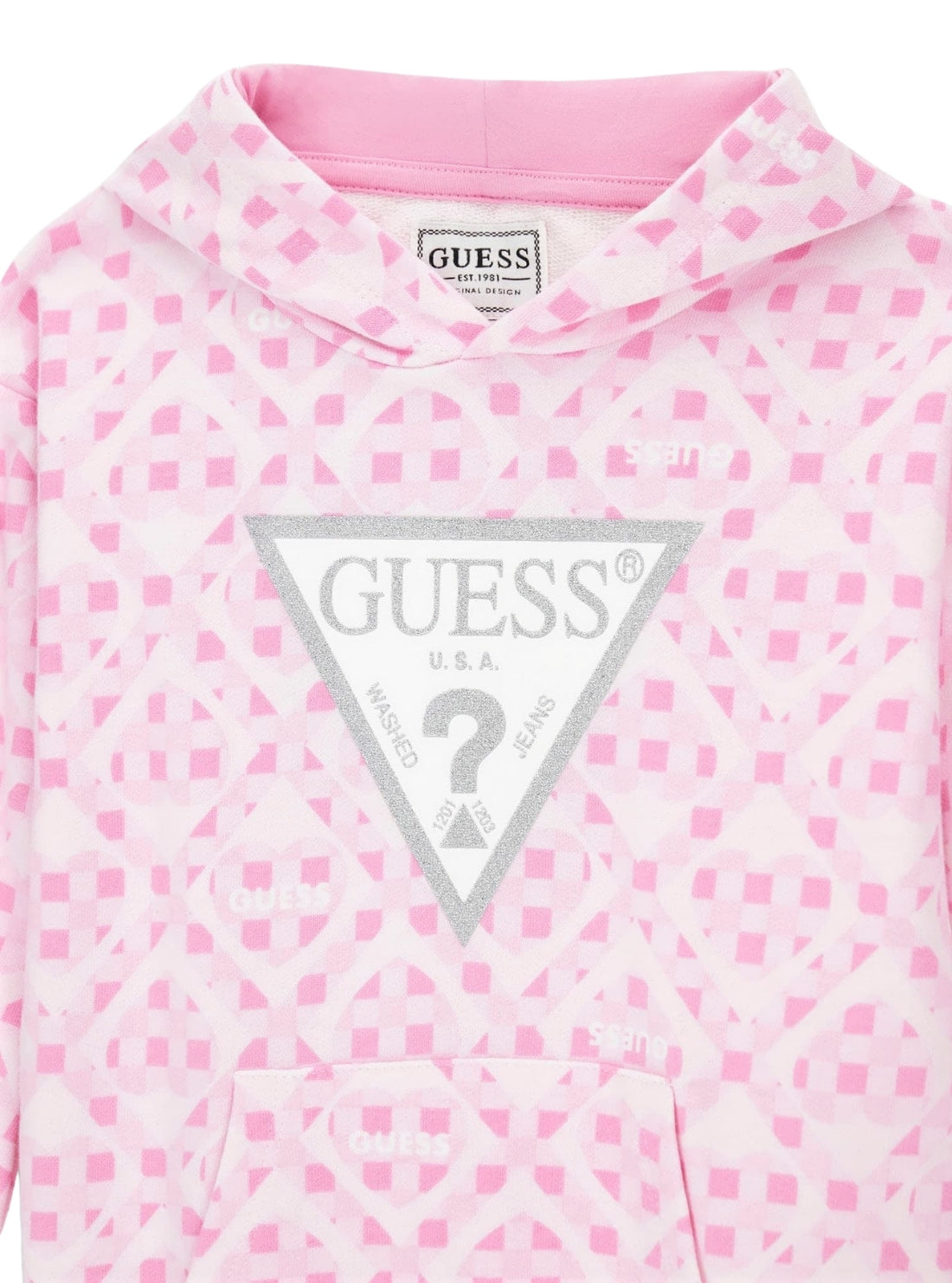 GUESS Kids Pink Logo Hooded Dress (2-7) K6RK05KA6R4 Detail View