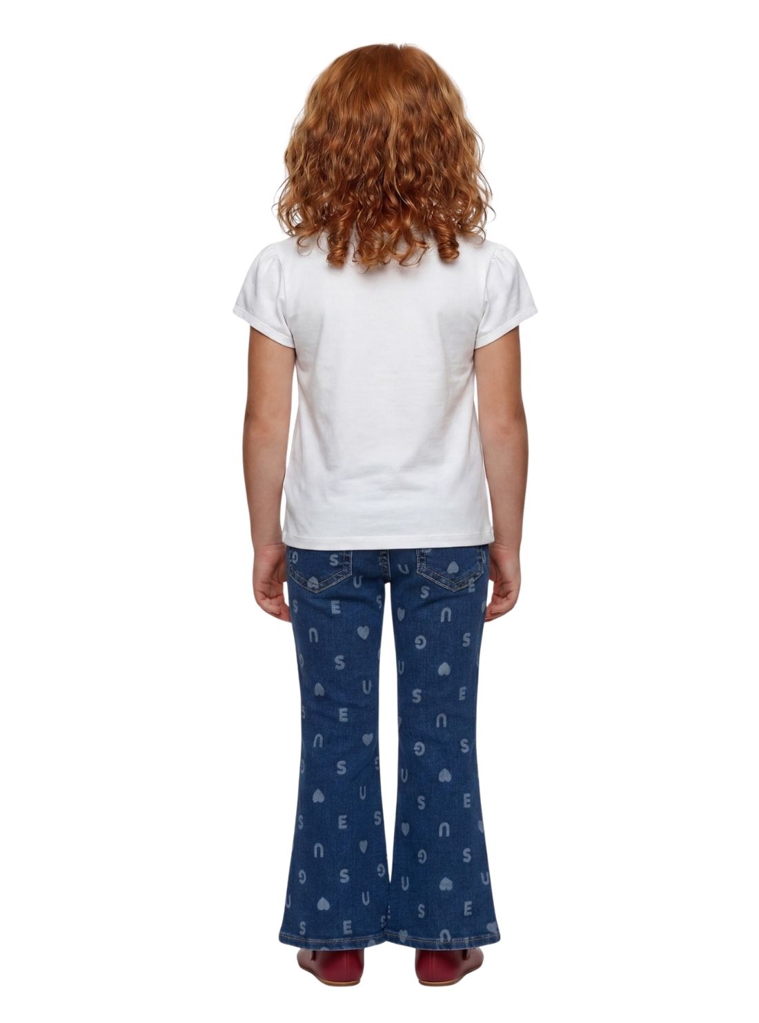 GUESS Kids White Varsity Logo T-Shirt K6YI17K3697 Back View