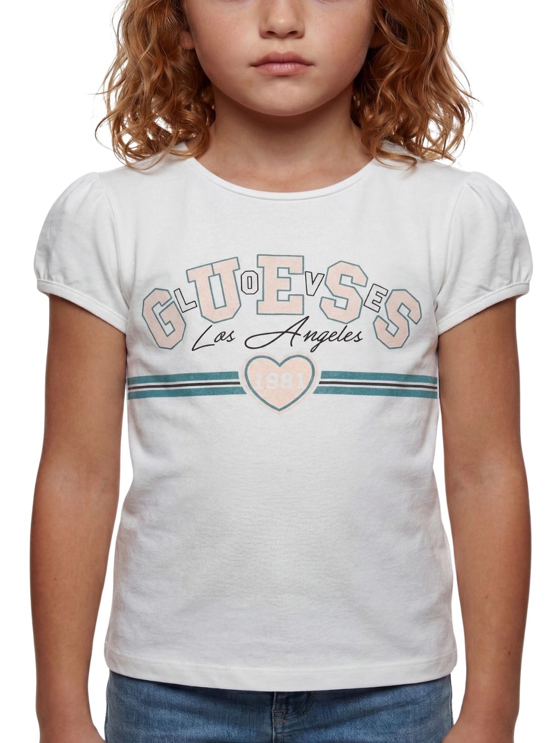 GUESS Kids White Varsity Logo T-Shirt K6YI17K3697 Detail View