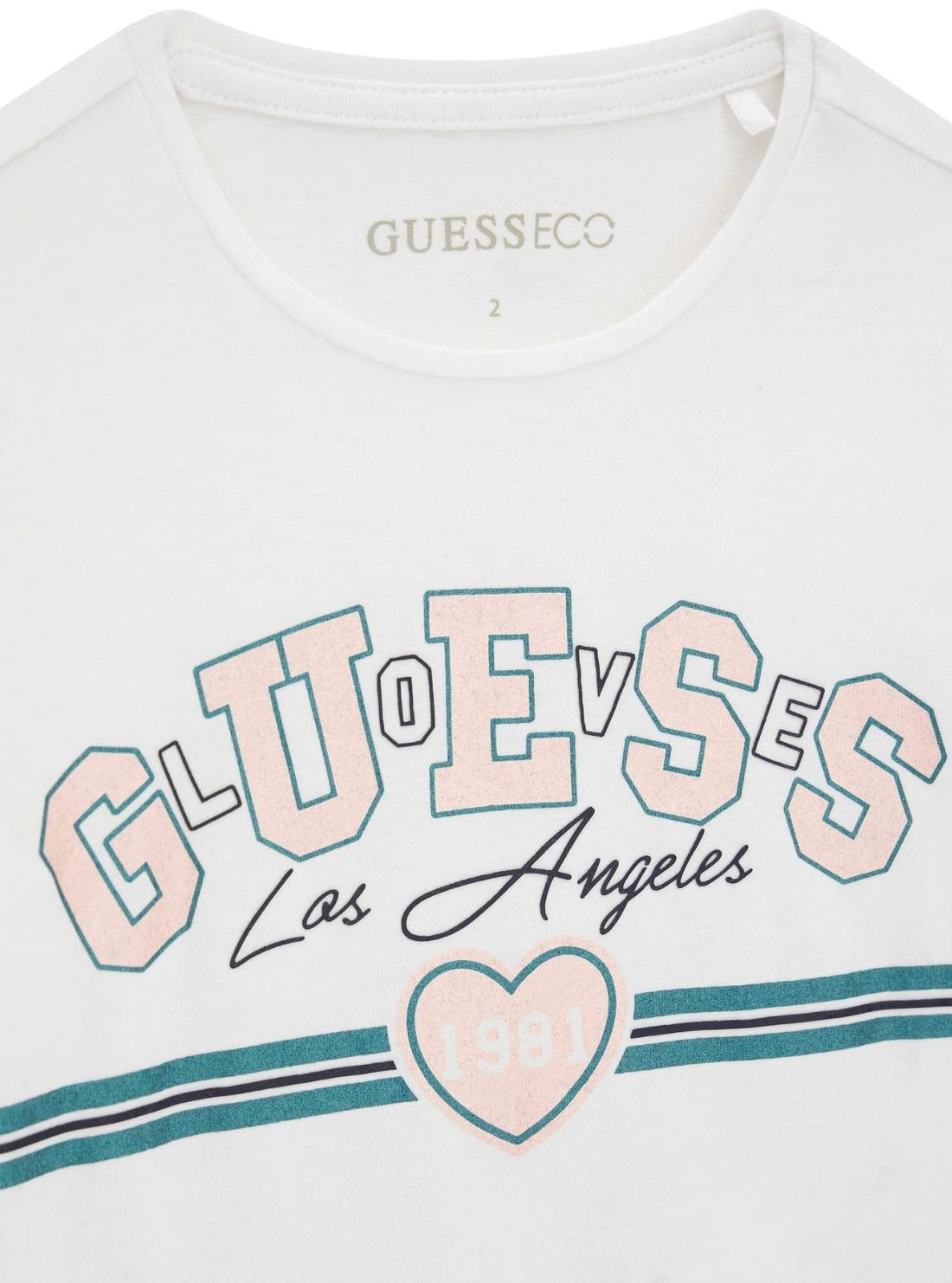 GUESS Kids White Varsity Logo T-Shirt K6YI17K3697 Detail View