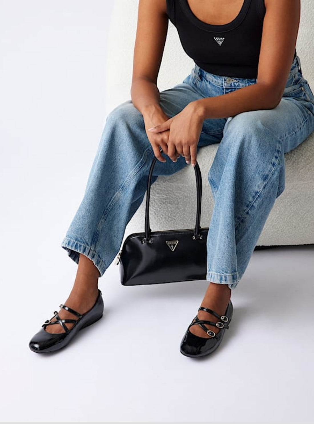 GUESS Footwear Black Kaldra Ballet Flats KALDRA Side Model View