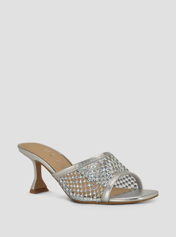 GUESS Footwear Silver Kebba Heeled Sandals KEBBA2 Side View